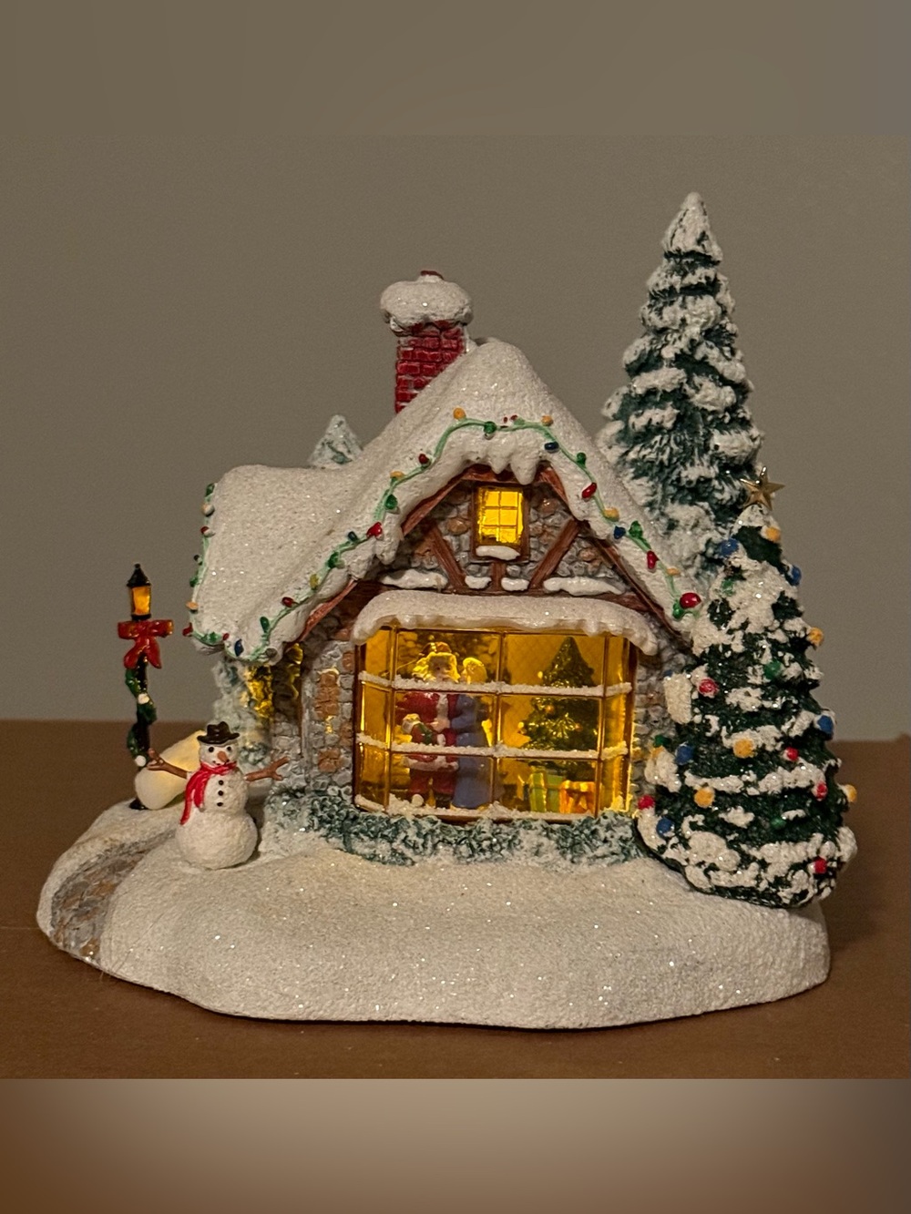 Thomas Kinkade Stillwater Cottage Christmas Village House Teleflora Light Up Vtg